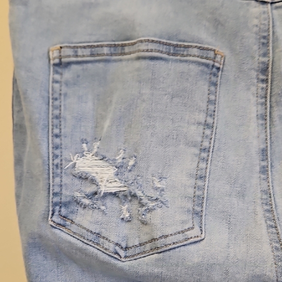 SPANX Light Blue Skinny Jeans with Dark Blue Side Panels - Picture 6 of 8